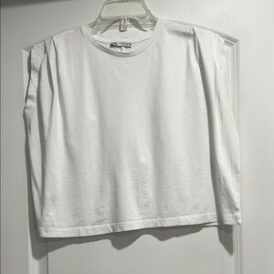 Zara Classic White Top Pleated Shoulders